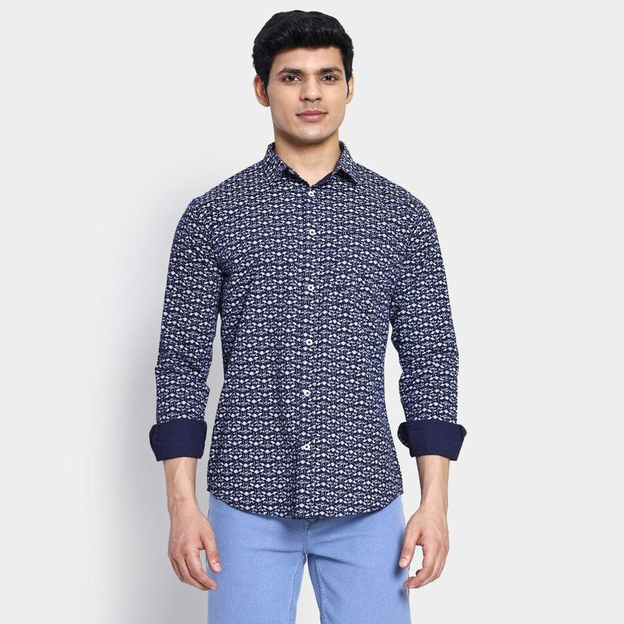 Men's 100% Cotton Casual Shirt , Mid Blue, large image number null